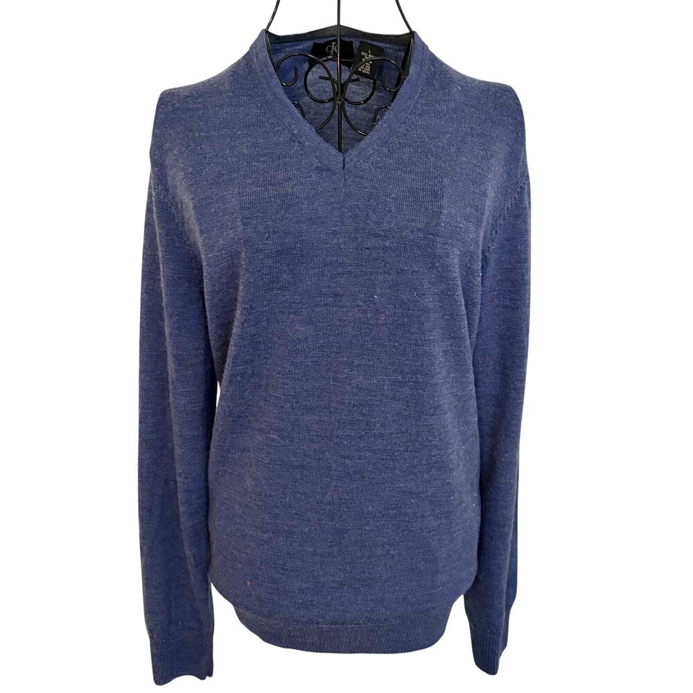 Calvin Klein Extra Fine Merino Wool Pullover Sweater V Neck Preppy Classic